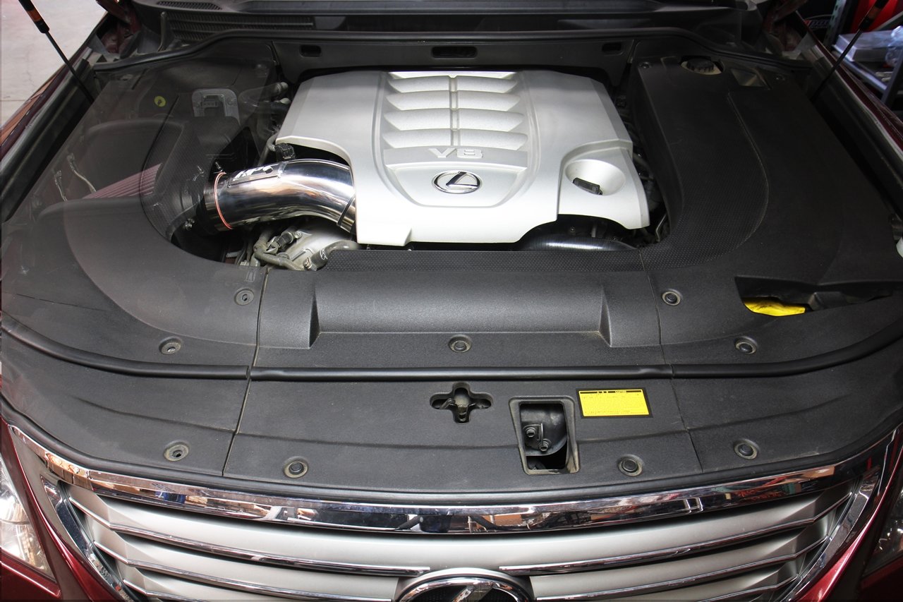 HPS Performance Shortram Air Intake Kit 2008-2018 Lexus LX570 5.7L V8, Includes Heat Shield, Red