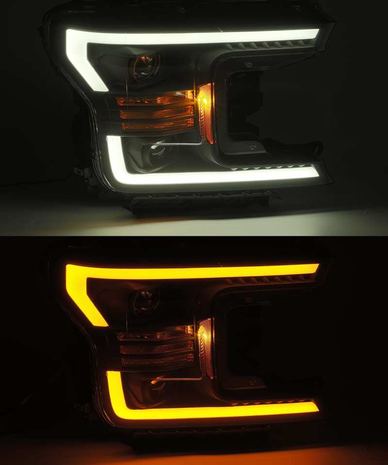 AlphaRex 18-19 Ford F-150 PRO-Series Proj Headlights Plank Style Matte Blk w/Activ Light/Seq Signal 880186 *Discontinued