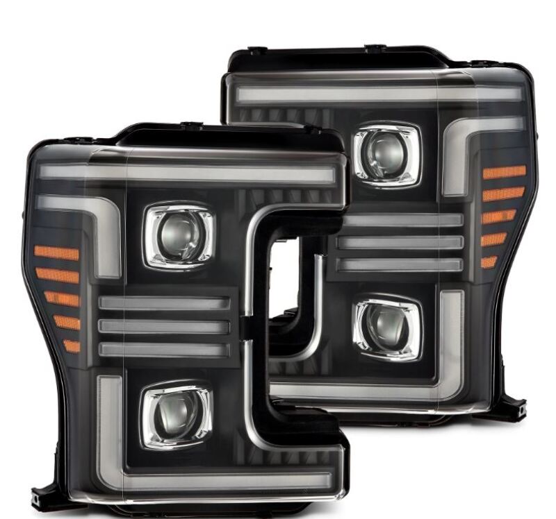 AlphaRex 17-19 Ford F-250/350/450/550  Super Duty PRO-Series Proj Headlights Black w/SeqSig & DRL 880321 *Discontinued