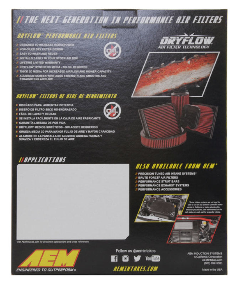 AEM Induction AEM 12-20 Chevrolet Malibu 1.5L/1.8L/2.0L DryFlow Air Filter 28-50049
