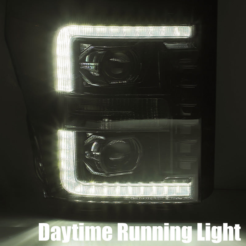 AlphaRex 11-16 Ford F-250 SD PRO-Series Projector Headlights Plank Style Alpha Black w/Seq Signal 880140 *Discontinued