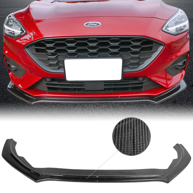 2018-2020 Ford Focus Hatchback V Front Bumper Lip - Real Carbon Fiber
