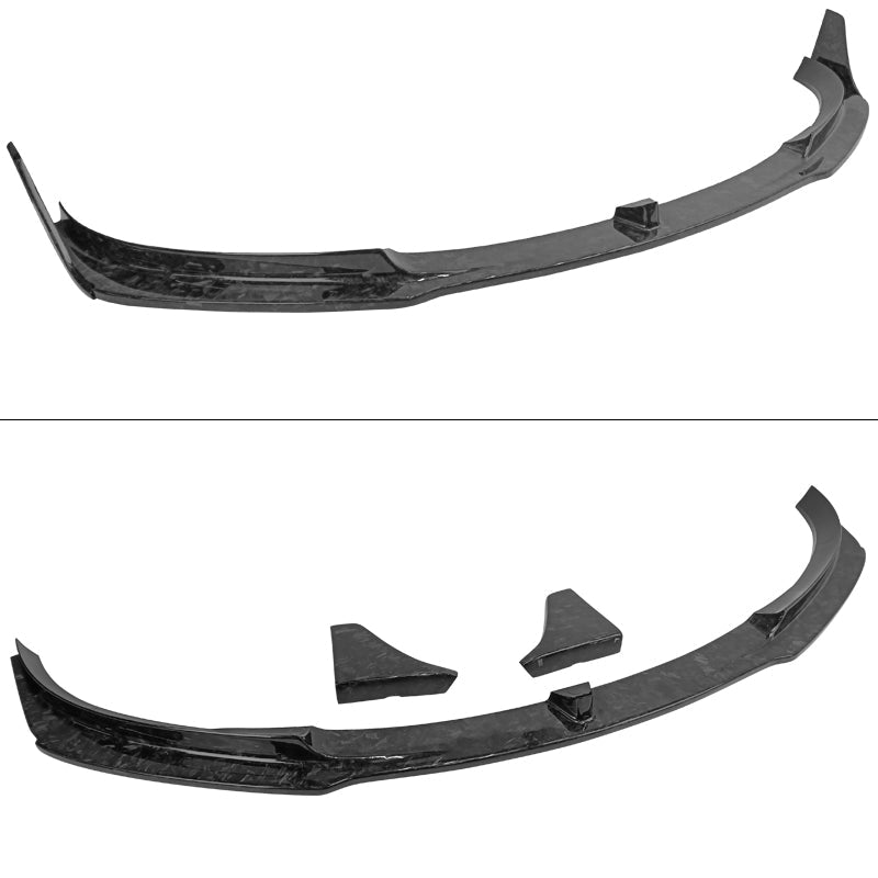 2017-2023 Tesla Model 3 V Front Bumper Lip 3PC - Forged Carbon Fiber