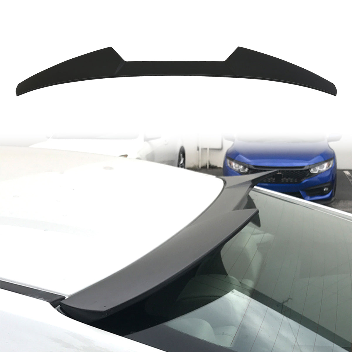 2016-2021 Honda Civic Sedan V Style Roof Spoiler Wing ABS