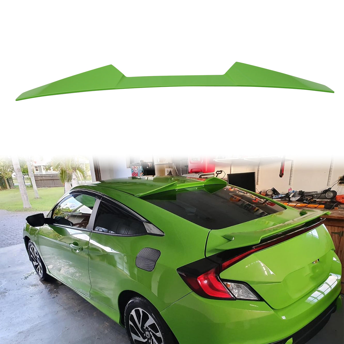 2016-2020 Honda Civic Coupe V Style Roof Spoiler Wing ABS