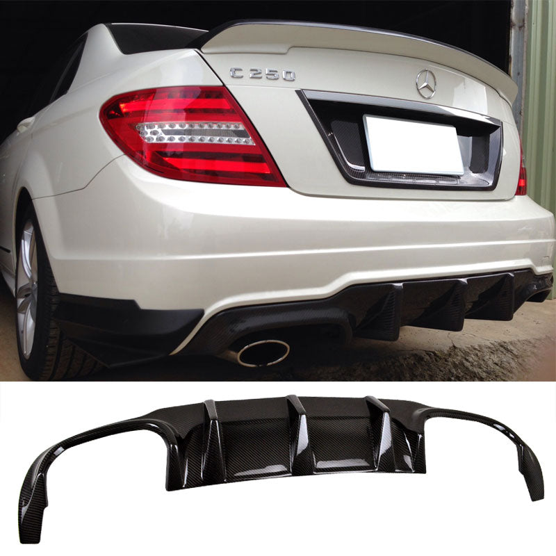 2012-2014 Benz C-Class W204 LCI Rear Lip Diffuser Carbon Fiber