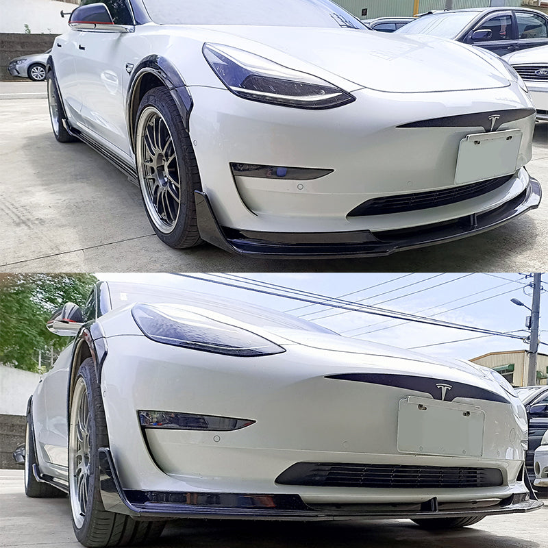 2017-2023 Tesla Model 3 Side Skirts Extension V Style Gloss Black 6PC