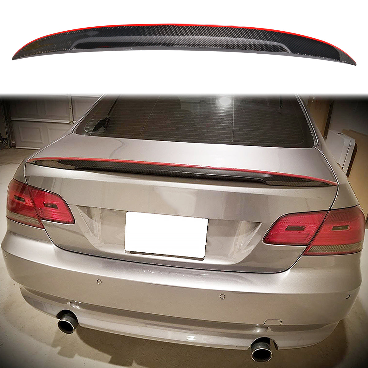2007-2013 BMW 3 Series E92 2Dr Coupe P Style Red Line Trunk Spoiler