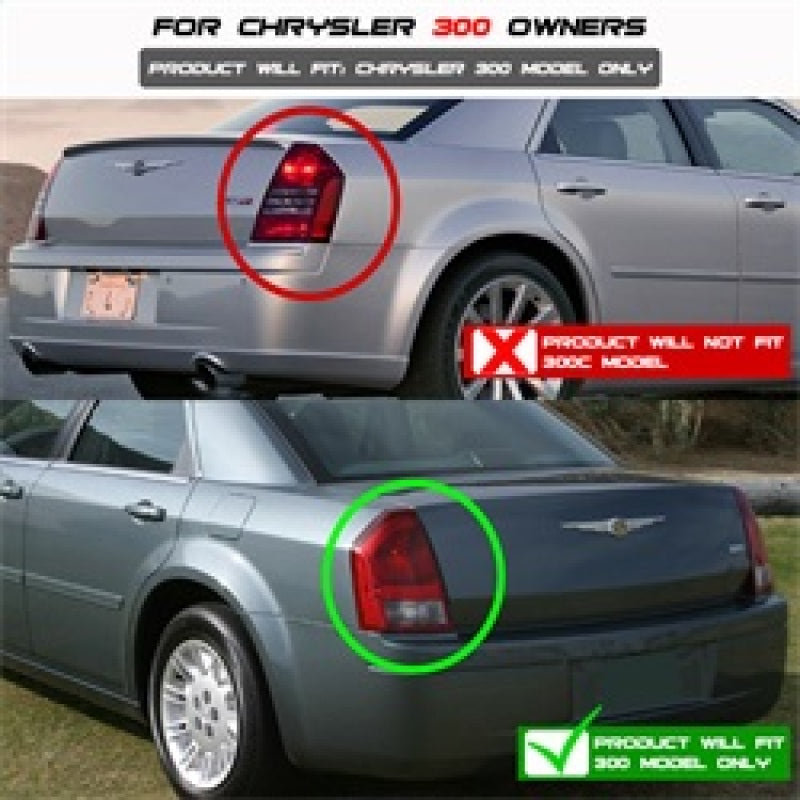 Spyder Chrysler 300 05-07 V2 Light Bar LED Tail Lights - Black ALT-YD-CHR305V2-LED-BK 5083326