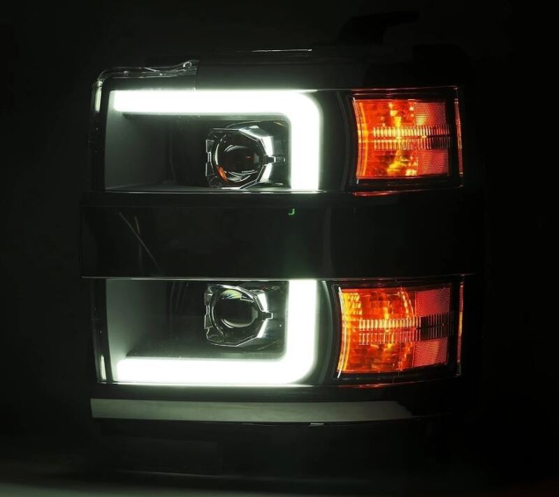 AlphaRex 15-19 Chevy Silverado 2500/3500 LUXX-Series Proj. Headlights Chrome w/Actv SeqSig & DRL 880099 *Discontinued