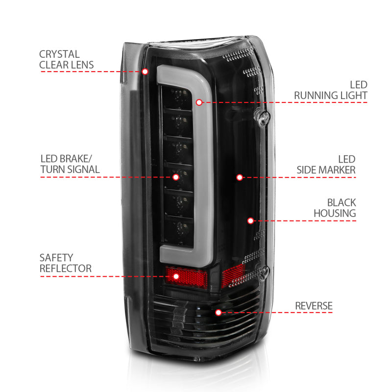 ANZO 1987-1996 Ford F-150 LED Taillights Black Housing Clear Lens (Pair) 311350
