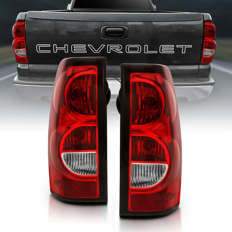 ANZO 2004-2007 Chevy Silverado Taillight Red/Clear Lens w/Black Trim (OE Replacement) 311302