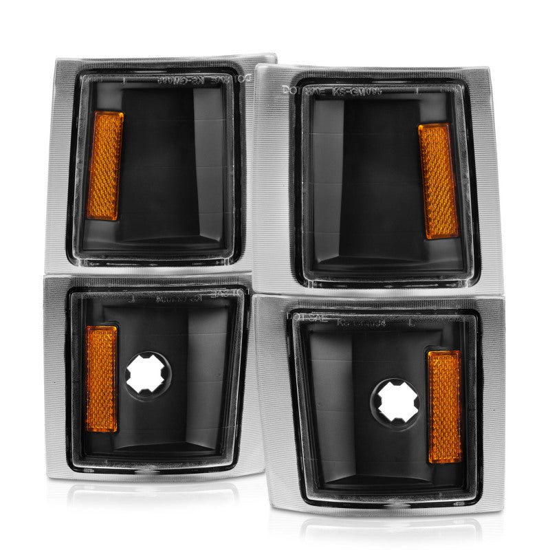 ANZO 1994-1998 Chevrolet Blazer Corner Lights Black Housing Clear Lens w/ Amber Reflector 521042