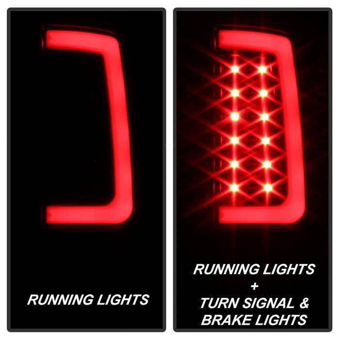Spyder 07-13 GMC Sierra 1500 V2 Light Bar LED Tail Lights - Black (ALT-YD-GS07V2-LBLED-BK) 5084743