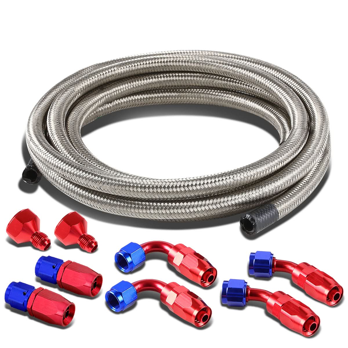 Universal Fuel Tank Fittings + Braided Feed Return Line 10AN to AN6 Stainless Steel