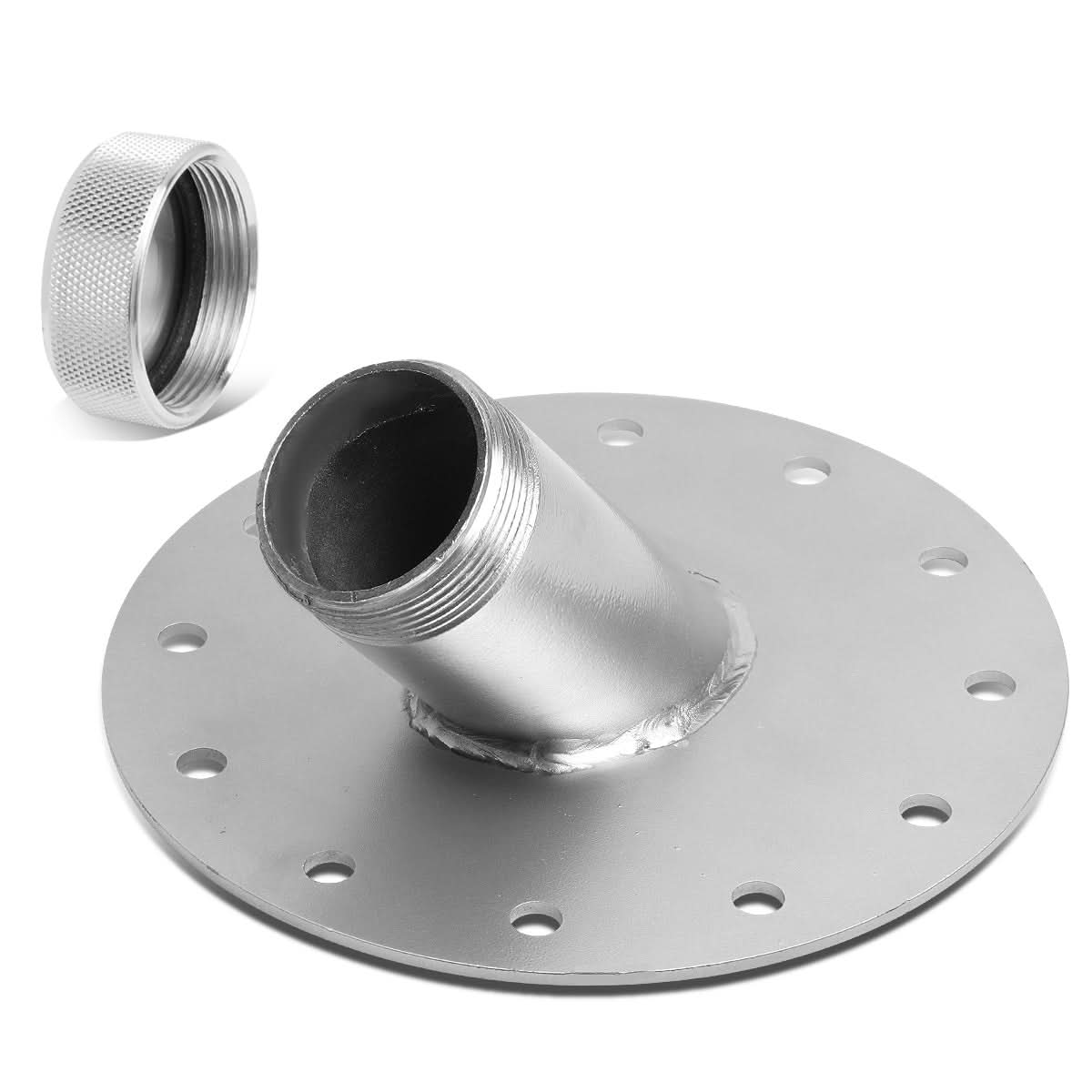 Fuel Cell Filler Neck Steel with Aluminum Cap 45 Degree Silver