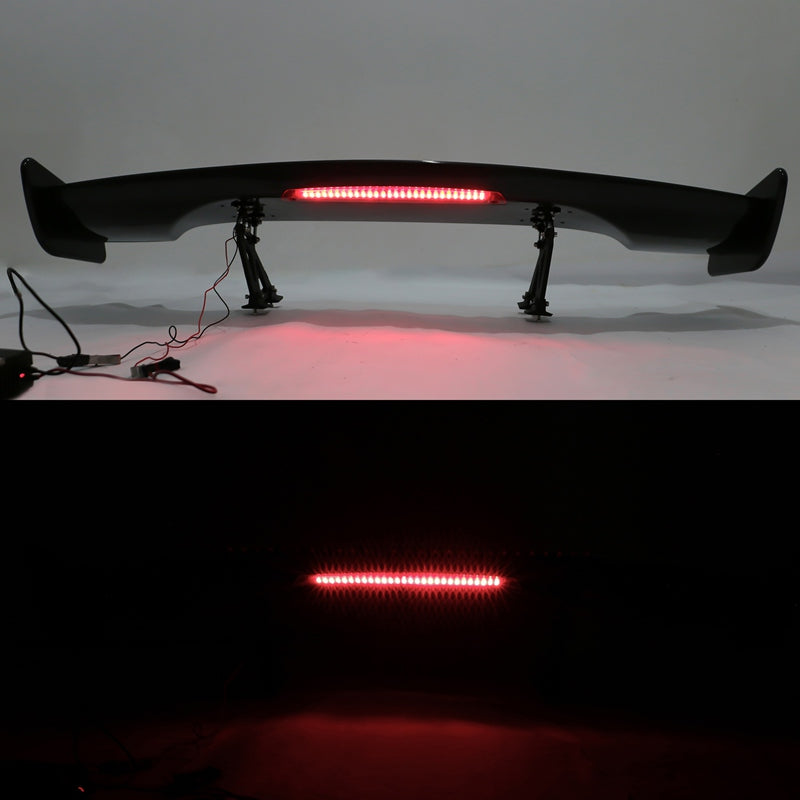 Universal JDM GT Style Carbon Fiber Print Trunk Spoiler ABS w/ Light