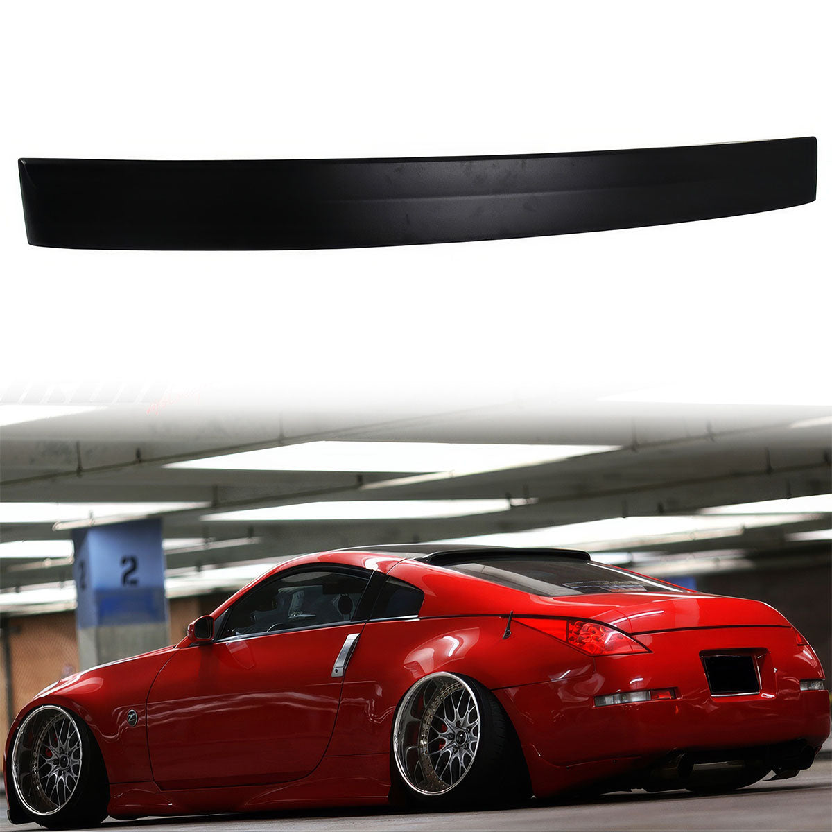 2003-2008 Nissan 350Z RS Style Roof Spoiler Wing Unpainted Black ABS