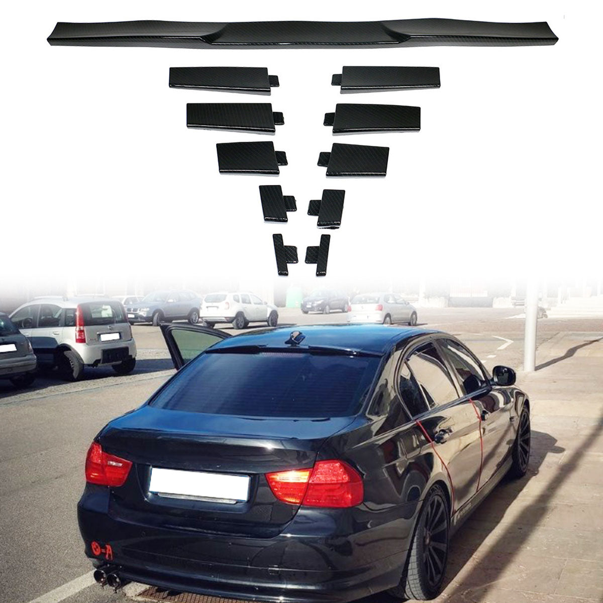 Universal Fitment Carbon Fiber Print Adjustable Rear Roof Spoiler ABS