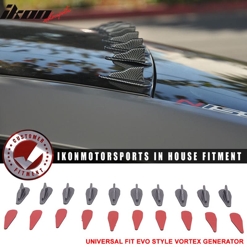 Universal EVO Style Carbon Fiber Print Shark Fin Vortex Generator PP
