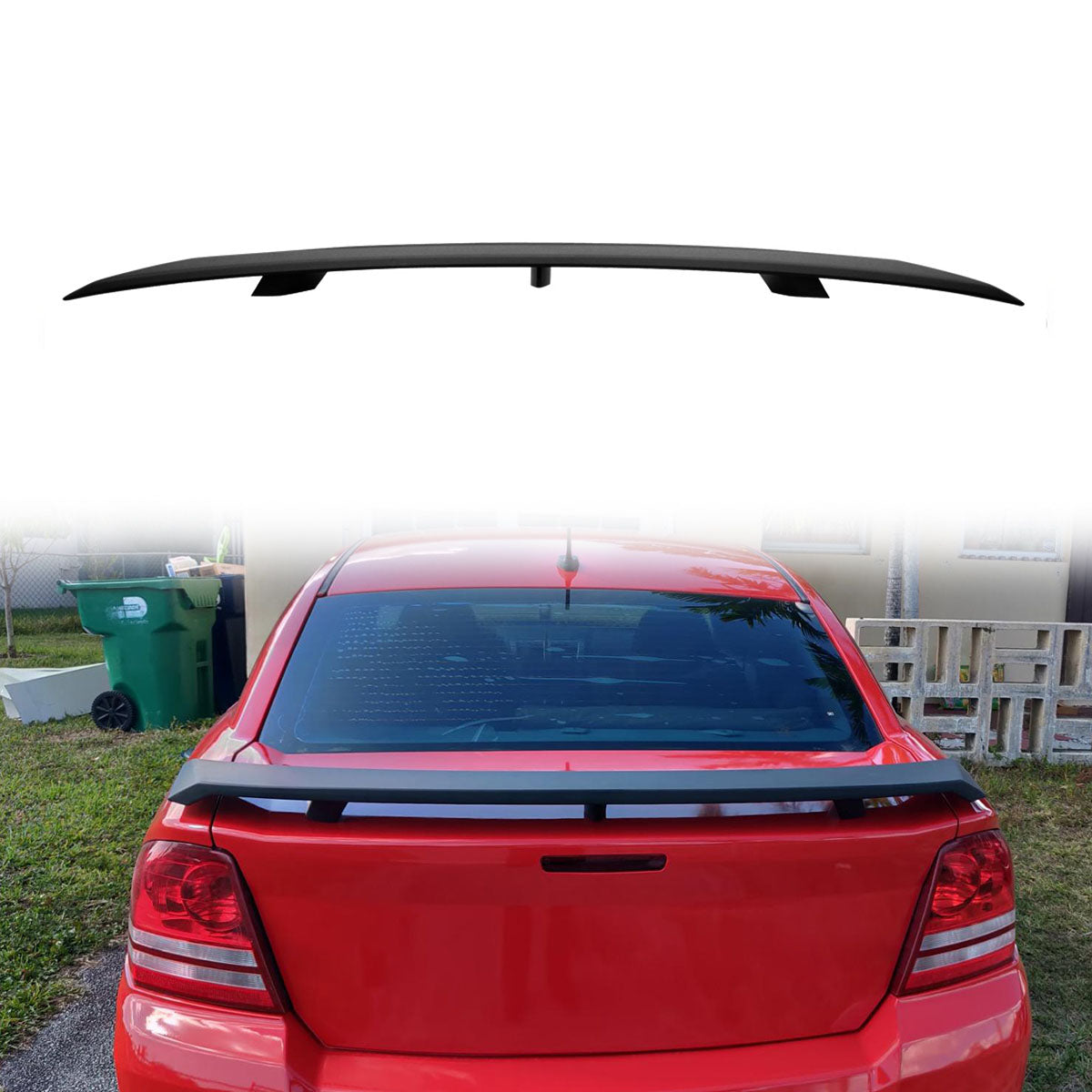 2008-2014 Dodge Avenger OE Style Matte Black Rear Spoiler Wing