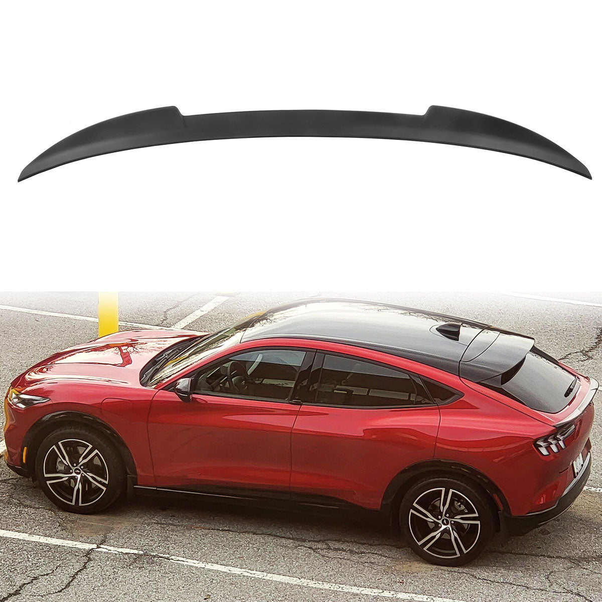 2021-2024 Ford Mustang Mach-E Matte Black MID Rear Spoiler Wing ABS