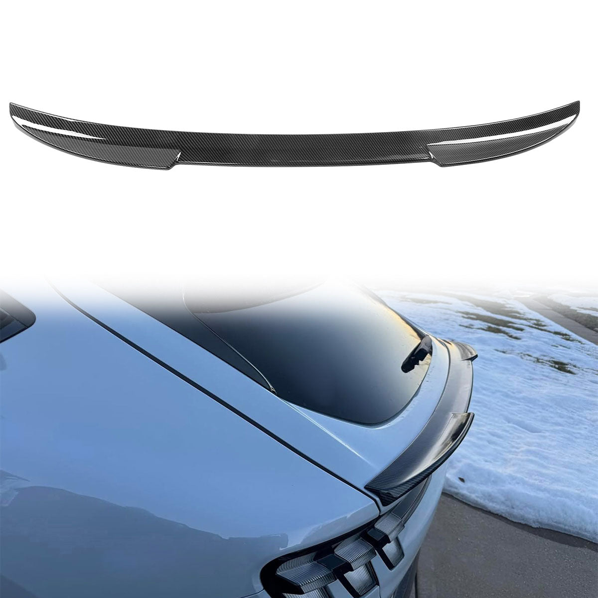 2021-2024 Ford Mustang Mach-E Carbon Fiber Print Rear Spoiler Wing ABS