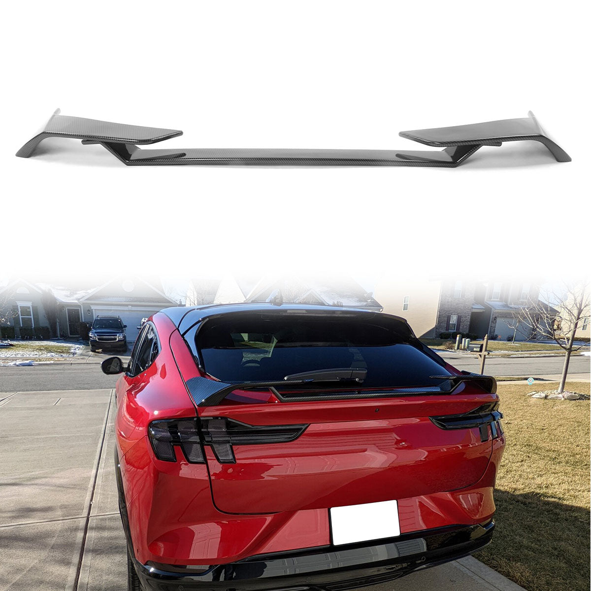 2021-2024 Ford Mustang Mach-E Carbon Fiber Look MID Rear Spoiler Wing
