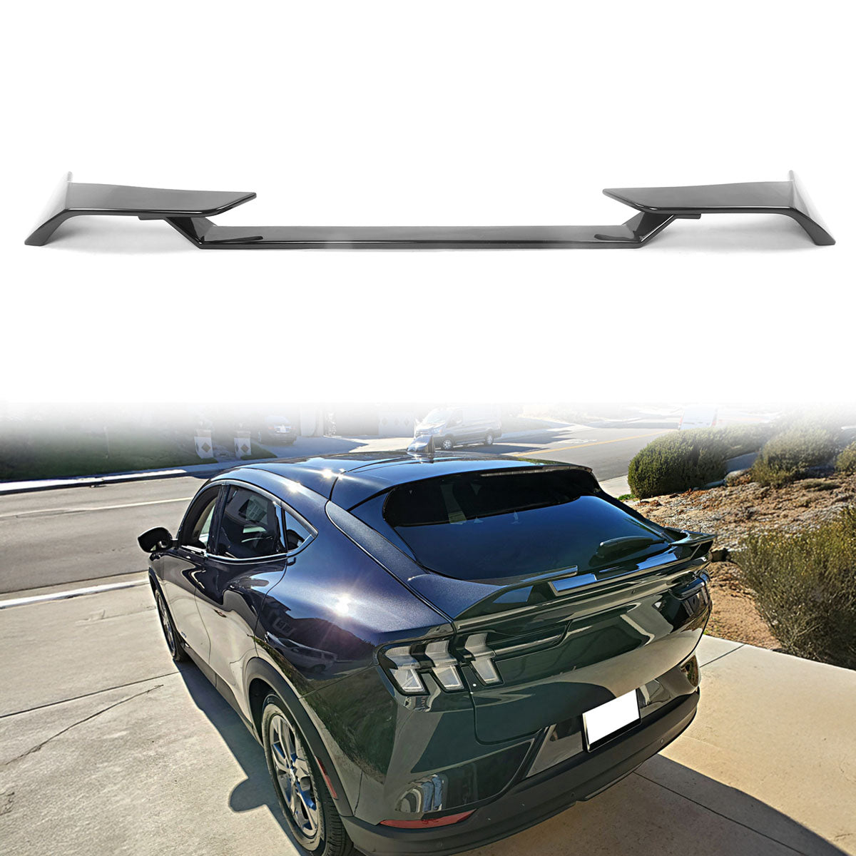 2021-2024 Ford Mustang Mach-E Gloss Black MID Rear Spoiler Wing ABS