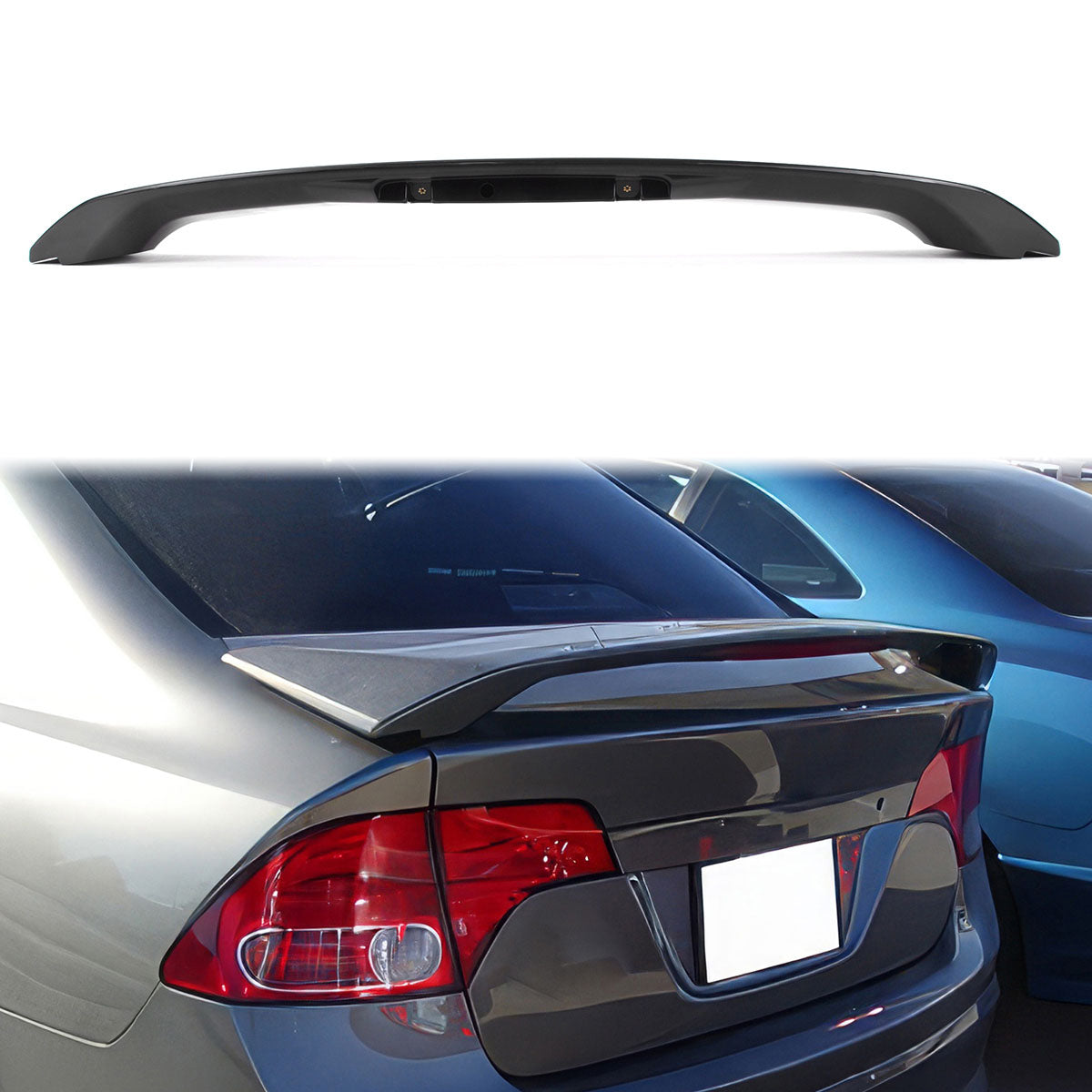 2006-2011 Honda Civic 8th Sedan OE Style Unpainted Trunk Spoiler W/LED