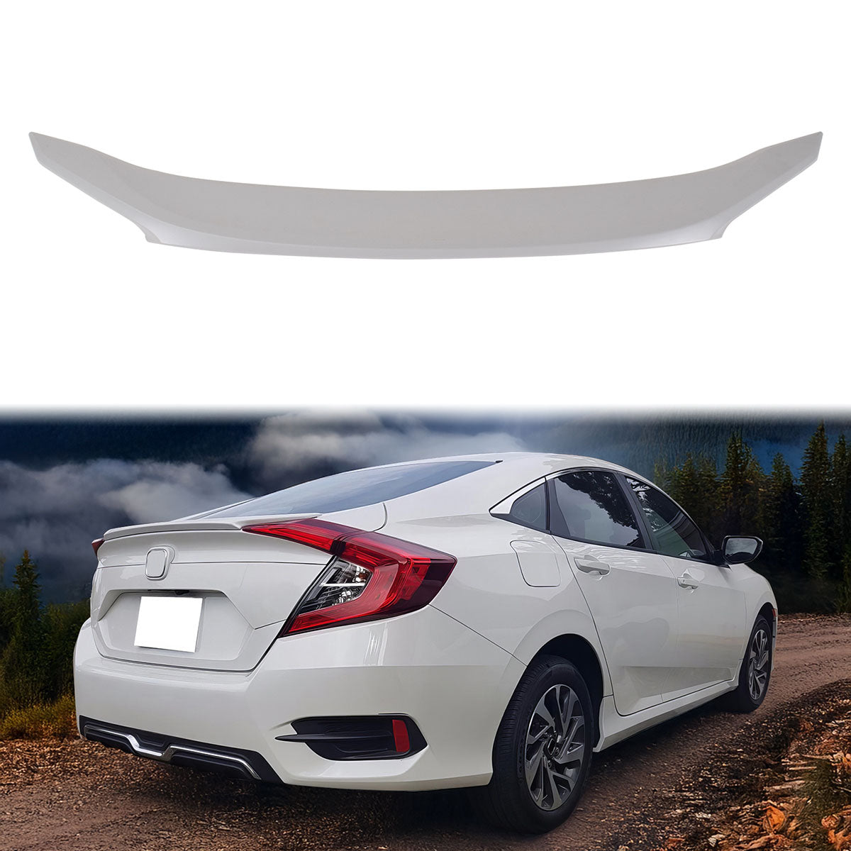 2016-2021 Honda Civic 10th Sedan OE Style Unpainted Gray Trunk Spoiler