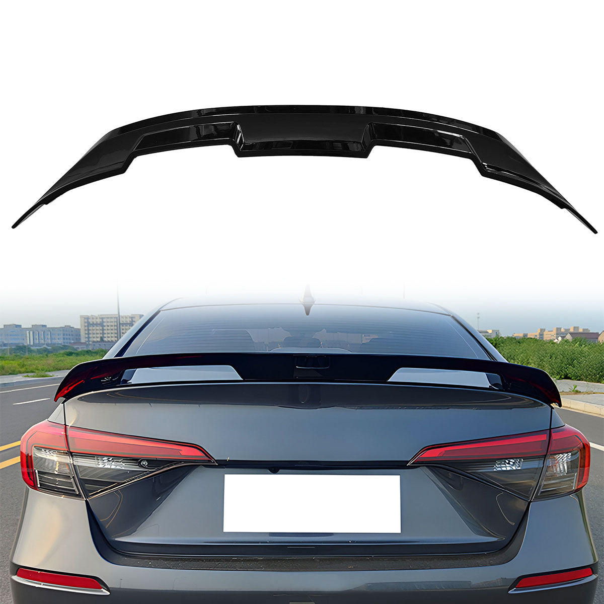 2022-2025 Honda Civic Sedan 11th Gen Gloss Black Trunk Spoiler Lip ABS