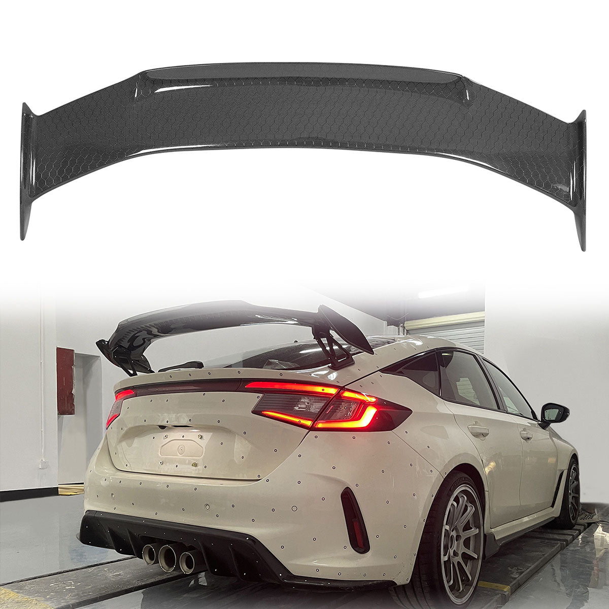 2023-2025 Civic Type R OE Style Honeycomb Carbon Fiber Trunk Spoiler
