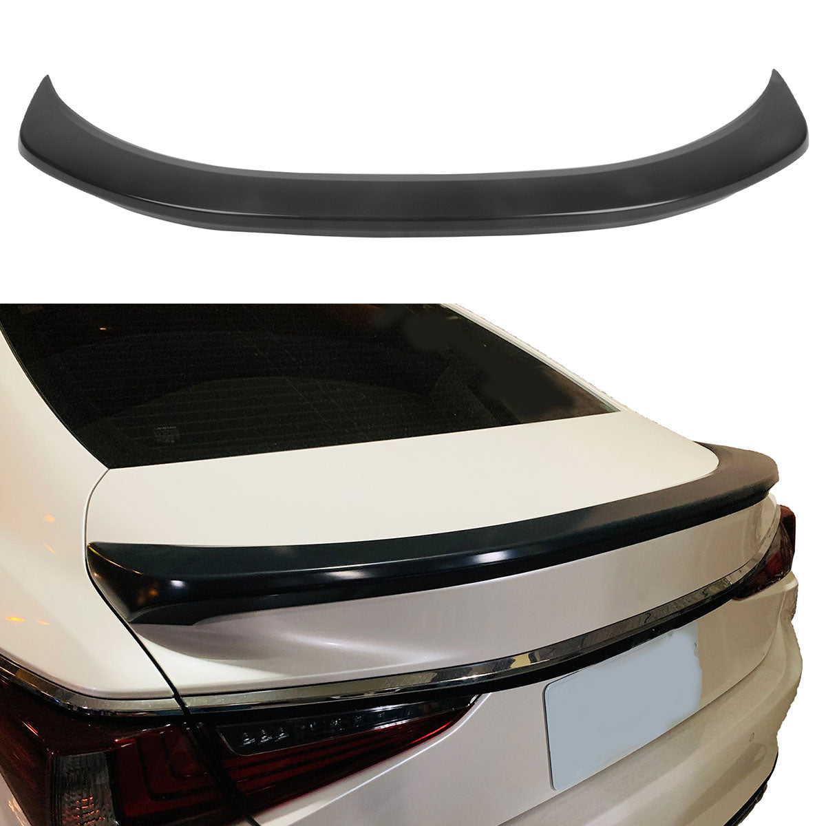 2019-2025 Lexus ES250 ES350 ES300h Unpainted Black Trunk Spoiler ABS