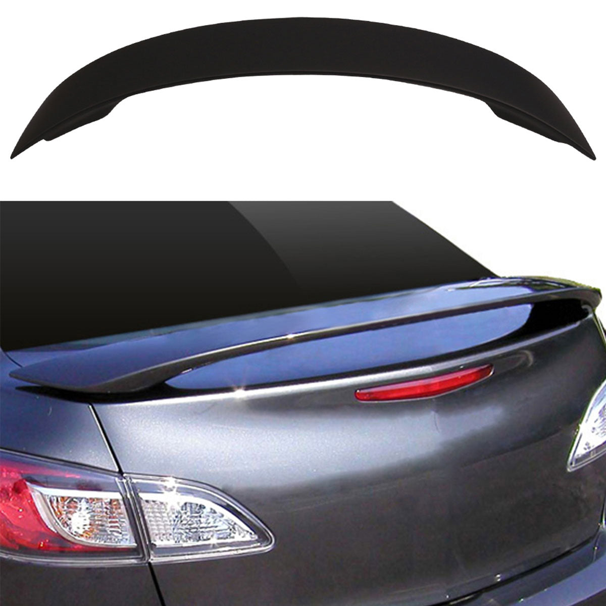 2010-2013 Mazda 3 Sedan OE Style Unpainted Rear Spoiler Wing ABS