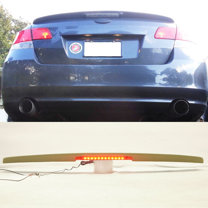 10-14 Subaru Legacy Sedan Black Rear Spoiler Wing LED Brake Light FRP