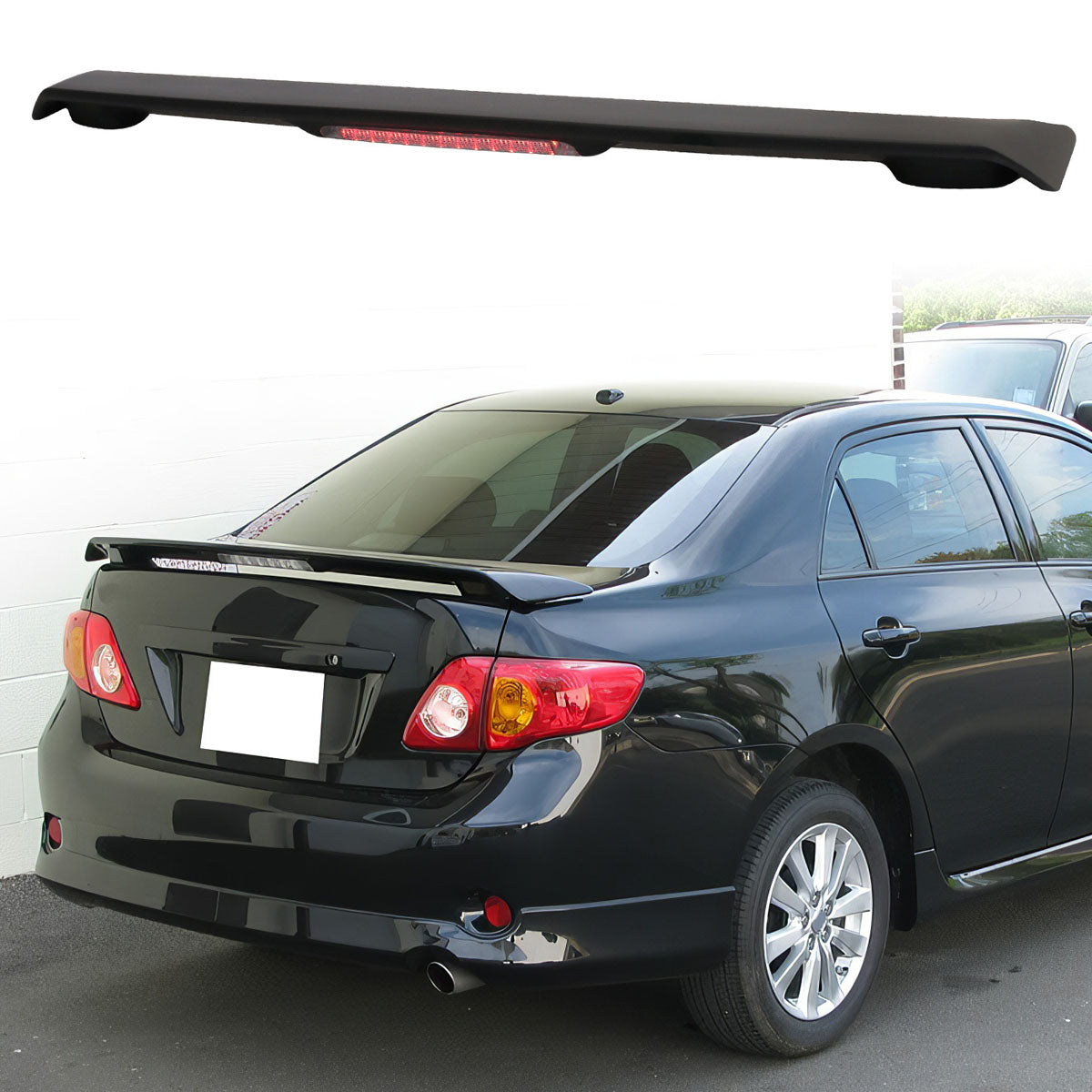2009-2011 Corolla S LE XLE Black Rear Spoiler Wing LED Brake Lamp ABS