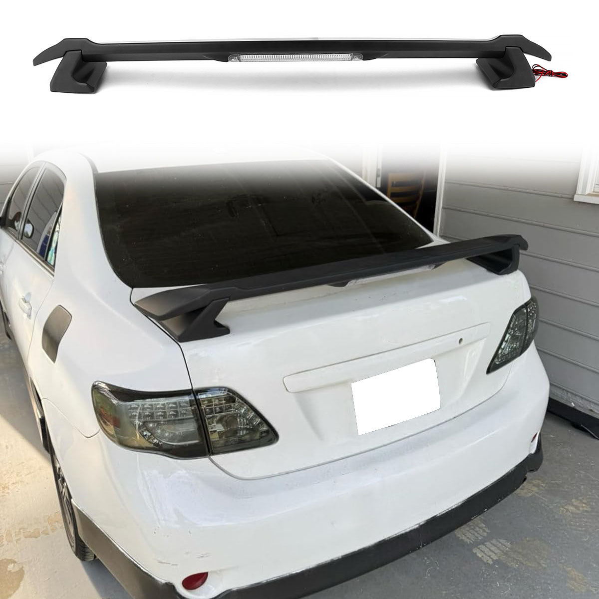 2009-2013 Corolla Sedan Sportivo Trunk Spoiler & LED Brake Light ABS