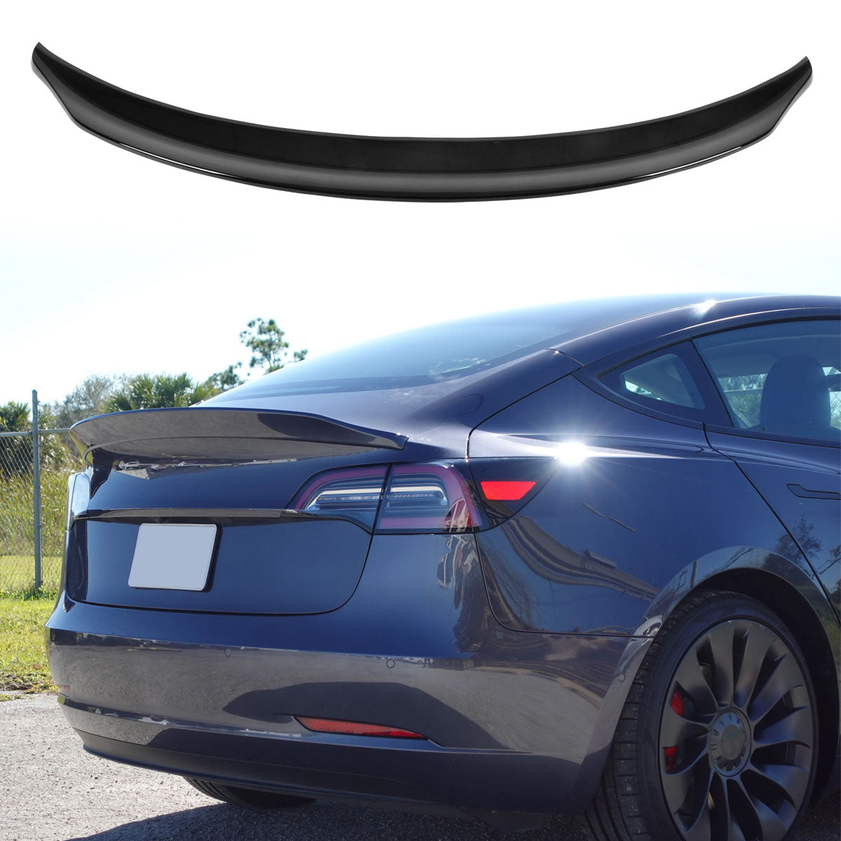 2017-2023 Tesla Model 3 J Style Gloss Black Rear Trunk Spoiler Lip ABS