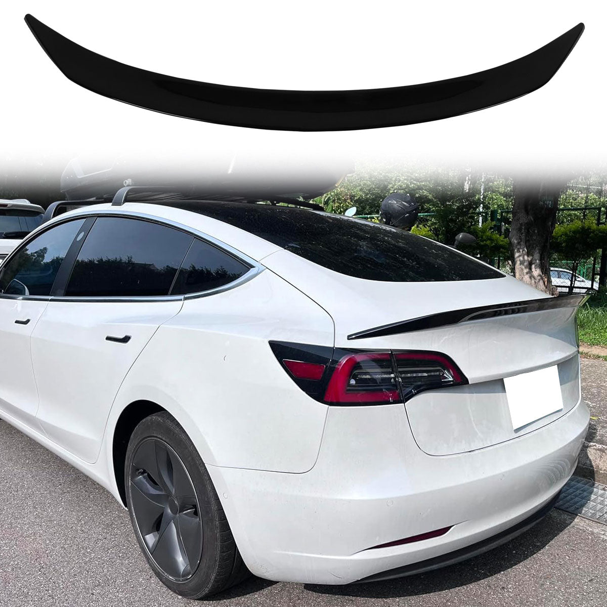 2017-2023 Tesla Model 3 V Style Gloss Black Rear Trunk Spoiler Lip ABS