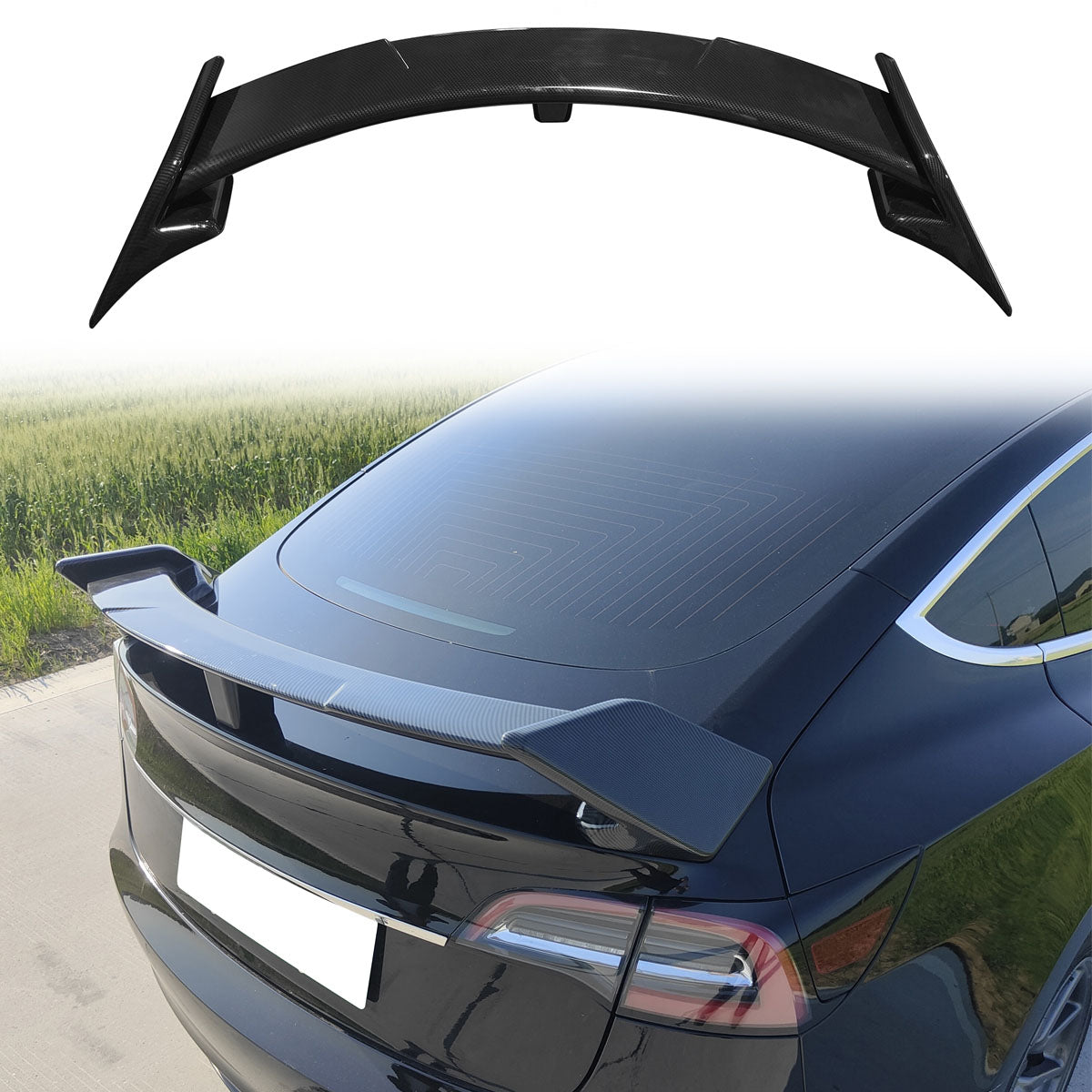 2017-2024 Tesla Model 3 GT Style Carbon Fiber Print Trunk Spoiler ABS