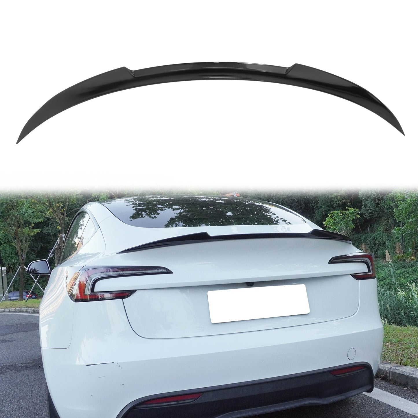 2024-Up Tesla Model 3 V Style Gloss Black Rear Trunk Spoiler Wing ABS