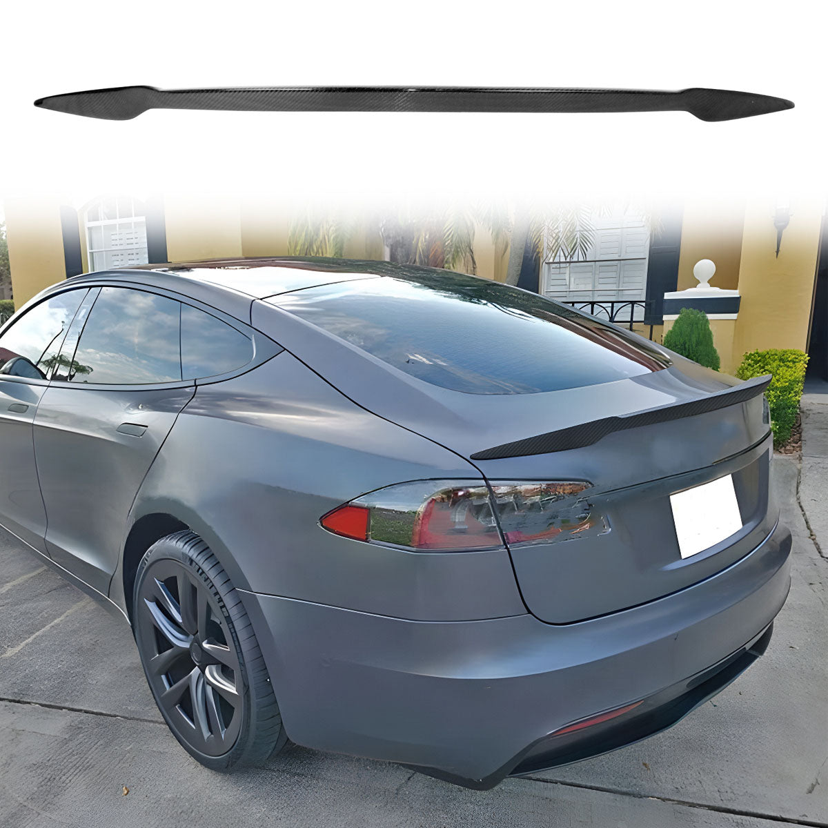 2012-2025 Tesla Model S Rear Spoiler Wing V Style Carbon Fiber