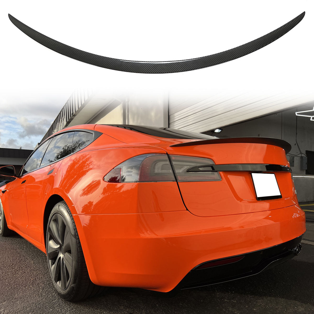 2012-2023 Tesla Model S Gloss Black Rear Spoiler Wing Dry Carbon Fiber