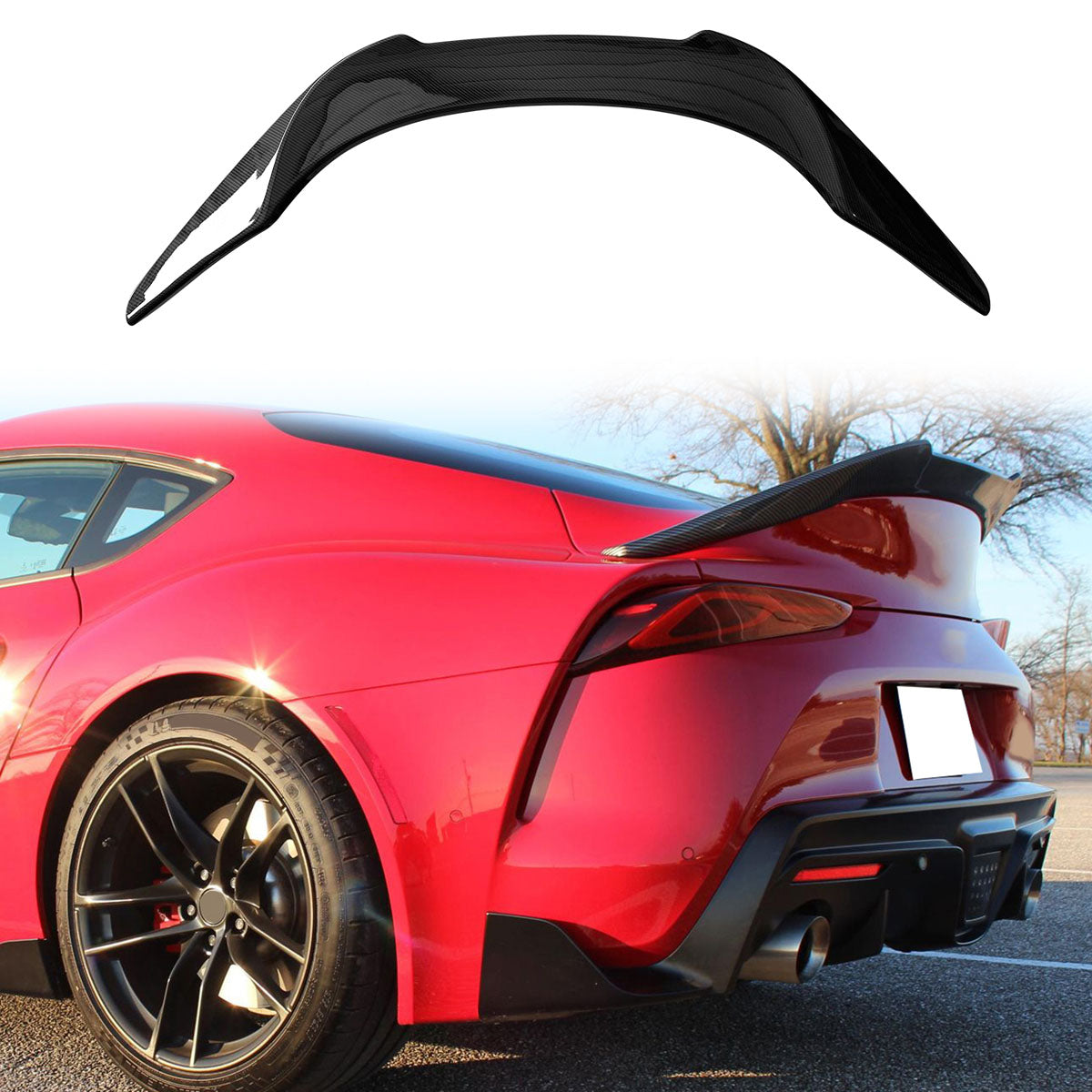 2020-2025 Toyota GR Supra Trunk Spoiler V Style Carbon Fiber Print Win