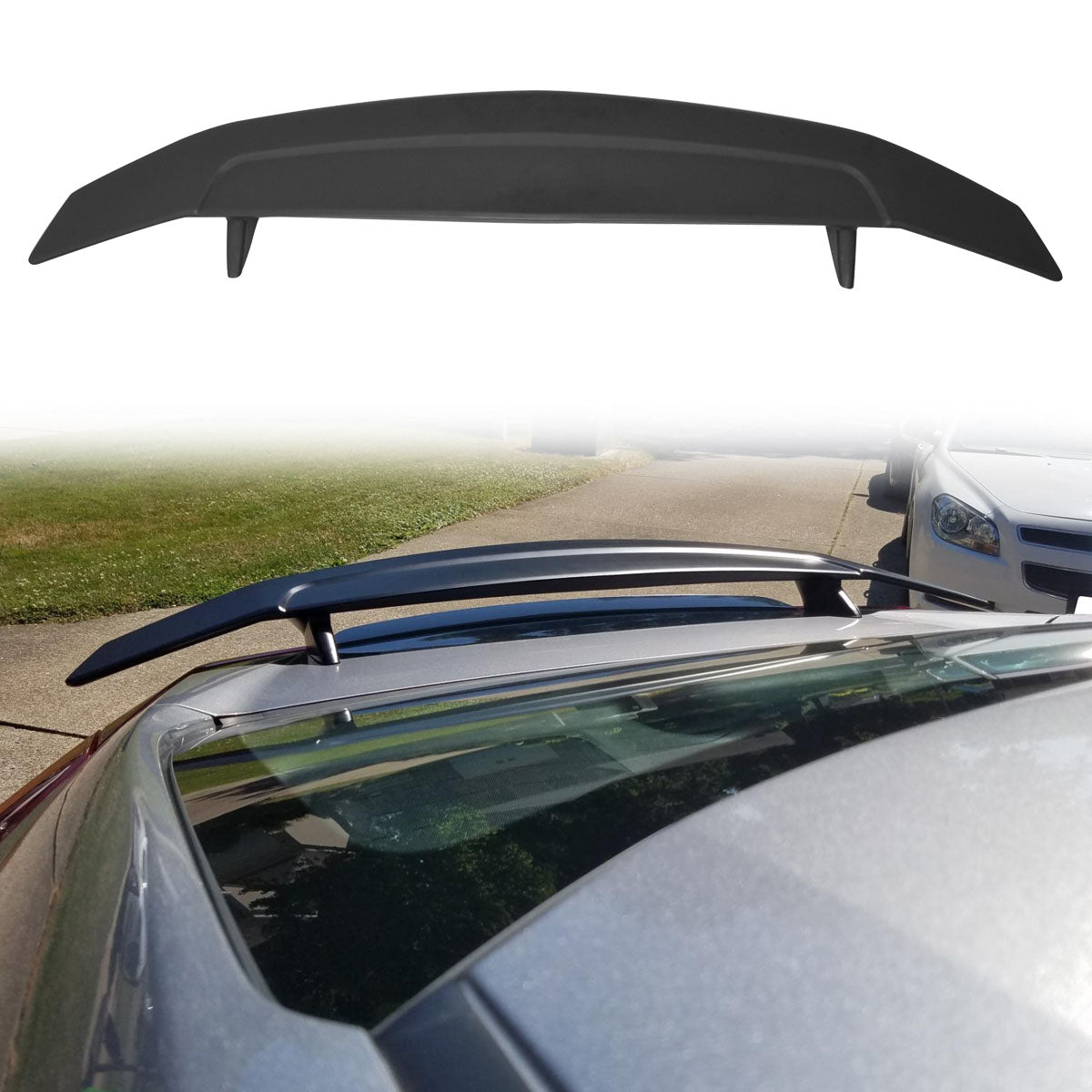 Universal Fitment 2 Post Matte Black Rear Spoiler Wing Lip Wing ABS
