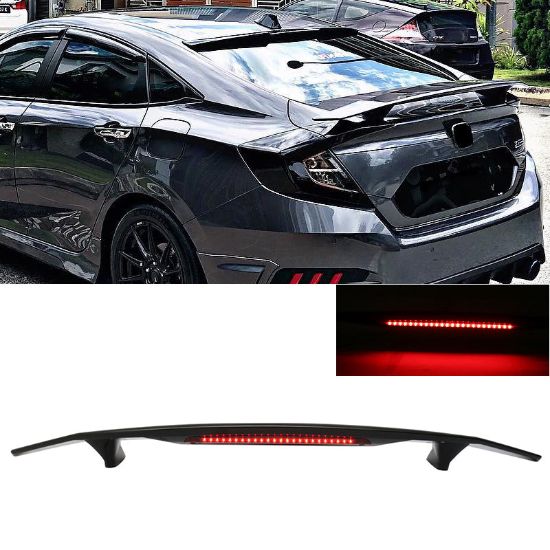 Universal Rear Spoiler Wing With 3rd Brake Light Ikon Style Trunk Wing