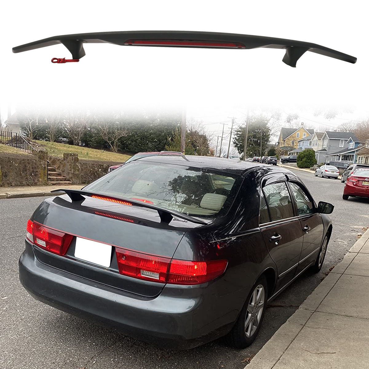 Universal Rear Spoiler Wing With 3rd Brake Light Ikon Style Trunk Wing