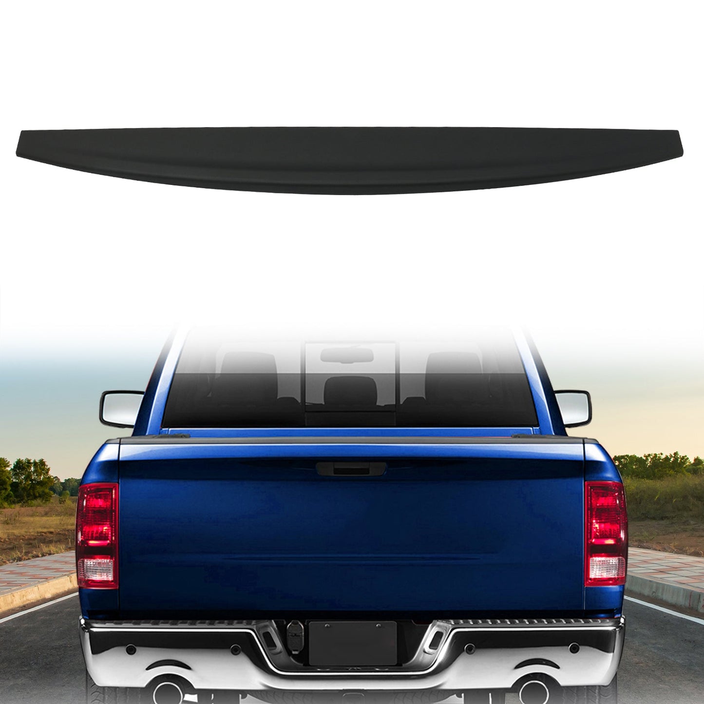 2009-2023 Ram 1500 Black Tailgate Cap Moulding Cover Truck Spoiler PP