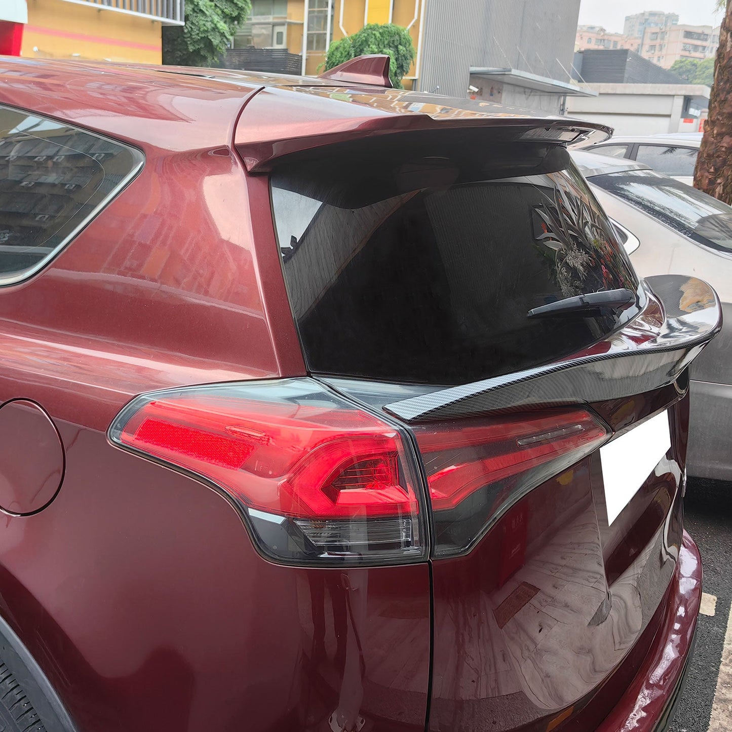2016-2018 Toyota Rav4 IKON Rear Spoiler Lip Carbon Fiber Print ABS